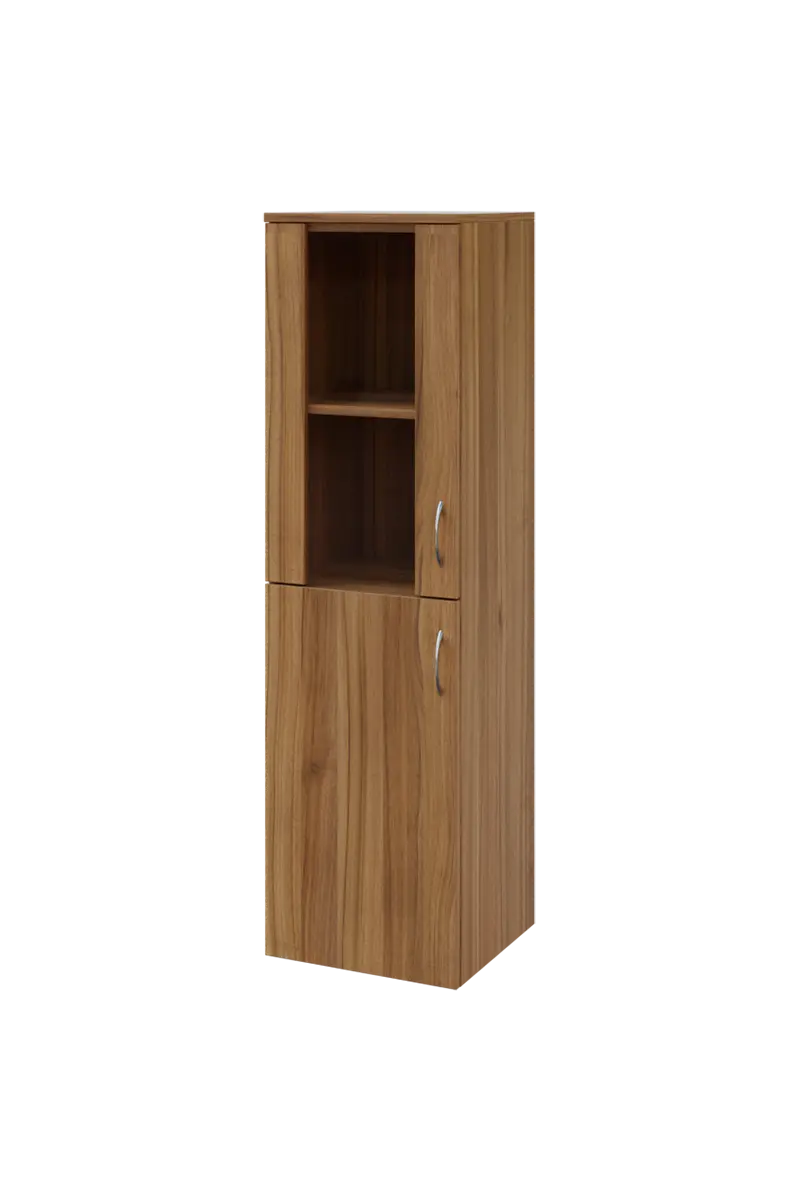 N 4 - 4DS kancelářská skříň, 1-dveřová/prosklená, levá, 1450x400x400, ořech světlý